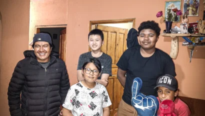 Students with their homestay family.