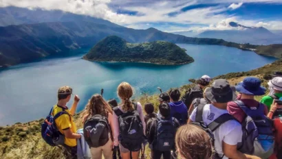 A group of students on a hike.