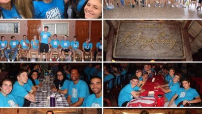 students arrive in Nicaragua and enjoy a welcome meal and games