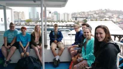 School group on a ferry in Martinique